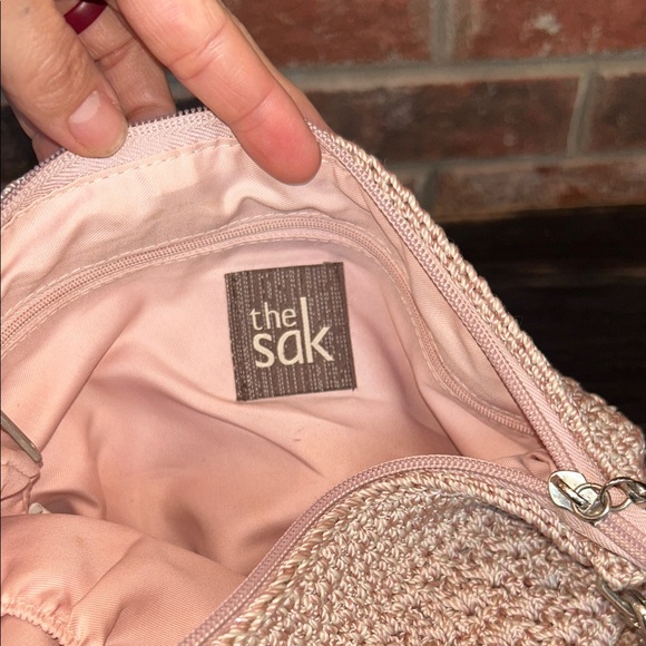 The Sak Lumi Crochet Crossbody light pink women’s purse. - Picture 7 of 10